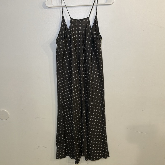 Eileen Fisher Black and White Midi Slip Dress 100% Silk Gray White Size Medium - Picture 2 of 5